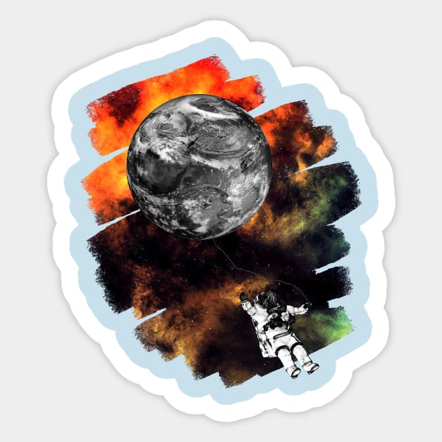 Astronaut - Solar Flare Sticker by MerlinArt